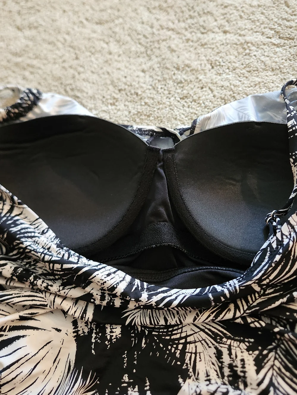 NWT Garnet Hill Swim Top Tankini One Piece Palm Print Cups Ruched L 12